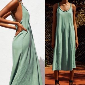 🏷NWT Zara Green Midi Dress with Braided Straps S
